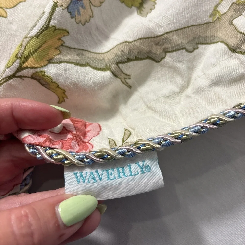 (2) Waverly Charleston Chirp Bird‎ Floral Pillow Sham Standard Farmhouse Striped